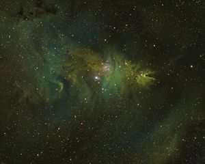 Preview wallpaper cone nebula, nebula, glow, stars, space, green