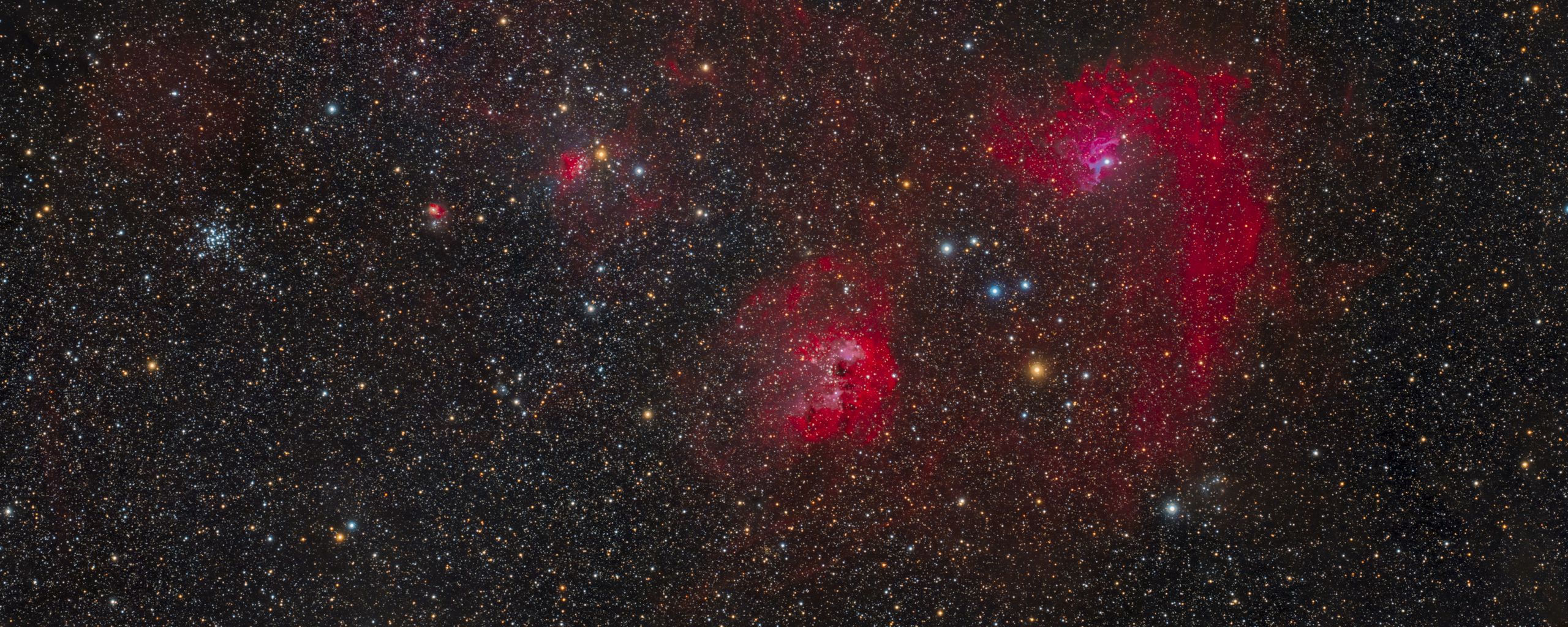 2560x1024 Wallpaper constellations, nebula, space, stars