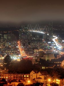 Preview wallpaper construction, fog, night, san francisco, california, usa