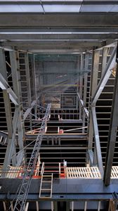Preview wallpaper construction, frame, metal, beams, stairs, architecture