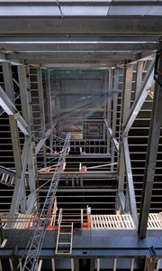 Preview wallpaper construction, frame, metal, beams, stairs, architecture