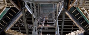 Preview wallpaper construction, frame, metal, beams, stairs, architecture