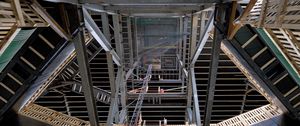 Preview wallpaper construction, frame, metal, beams, stairs, architecture