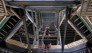 Preview wallpaper construction, frame, metal, beams, stairs, architecture
