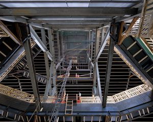 Preview wallpaper construction, frame, metal, beams, stairs, architecture