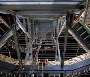 Preview wallpaper construction, frame, metal, beams, stairs, architecture