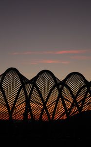 Preview wallpaper construction, mesh, architecture, silhouette, sunset, dark