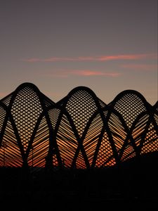 Preview wallpaper construction, mesh, architecture, silhouette, sunset, dark