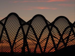 Preview wallpaper construction, mesh, architecture, silhouette, sunset, dark