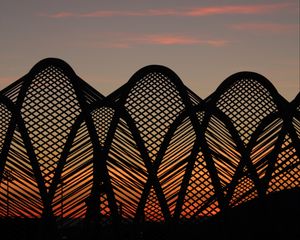 Preview wallpaper construction, mesh, architecture, silhouette, sunset, dark