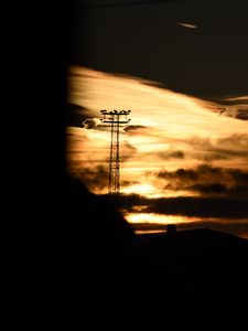 Preview wallpaper construction, sunset, sky, black