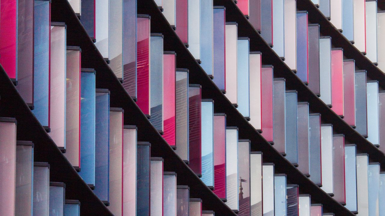 Wallpaper construction, symmetry, colorful, multi-level