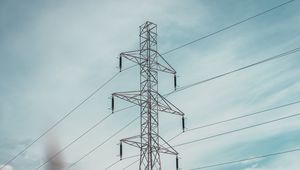 Preview wallpaper construction, wires, grass, sky