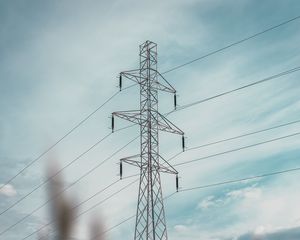 Preview wallpaper construction, wires, grass, sky