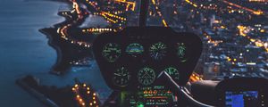 Preview wallpaper control panel, helicopter, pilot, night city, glare