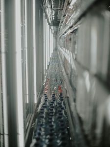 Preview wallpaper conveyor, bottles, tunnel, light