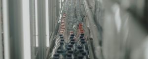 Preview wallpaper conveyor, bottles, tunnel, light