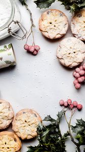 Preview wallpaper cookies, berries, powder, dessert