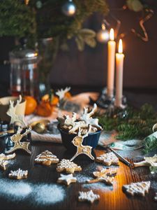 Preview wallpaper cookies, candles, christmas, new year, holiday