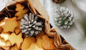 Preview wallpaper cookies, cones, branch, berries