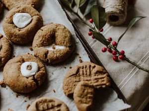 Preview wallpaper cookies, dessert, pastries, branch, berries