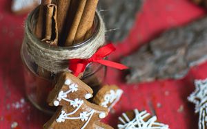 Preview wallpaper cookies, new year, christmas, christmas tree, heart, cinnamon