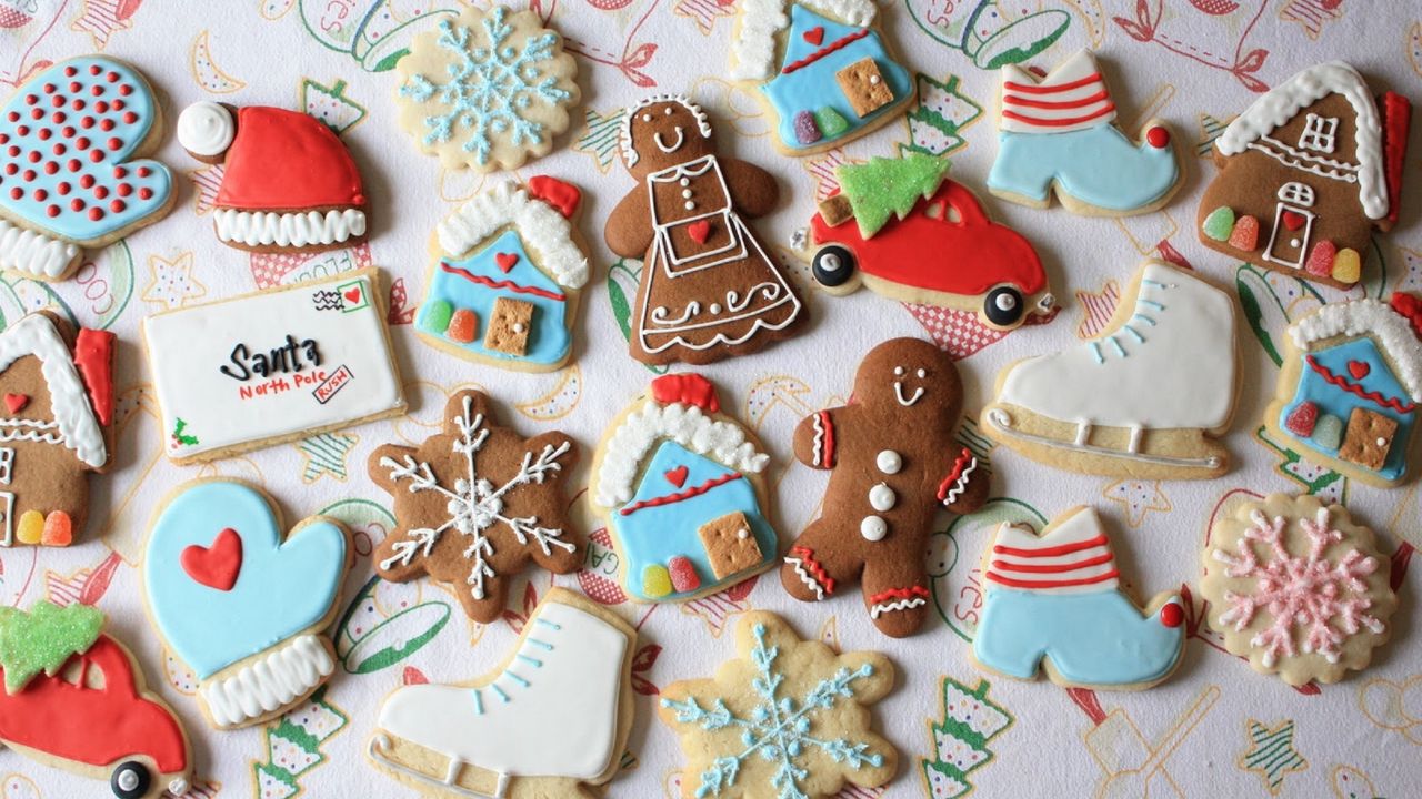 Wallpaper cookies, new year, christmas, batch, figures, patterns
