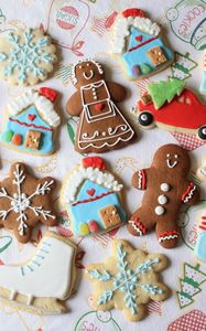 Preview wallpaper cookies, new year, christmas, batch, figures, patterns
