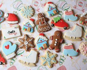 Preview wallpaper cookies, new year, christmas, batch, figures, patterns