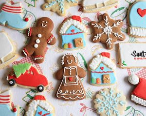 Preview wallpaper cookies, new year, christmas, batch, figures, patterns, cloth