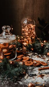 Preview wallpaper cookies, spices, garland, branches, holiday