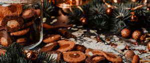 Preview wallpaper cookies, spices, garland, branches, holiday