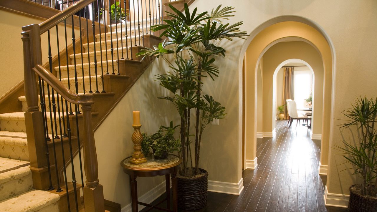 Wallpaper corridor, arches, home, stairs