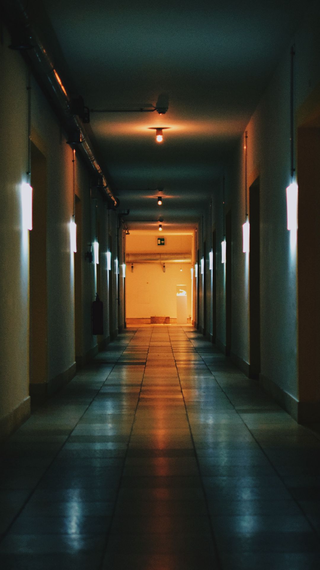 Download wallpaper 1080x1920 corridor, dark, building, lighting samsung ...