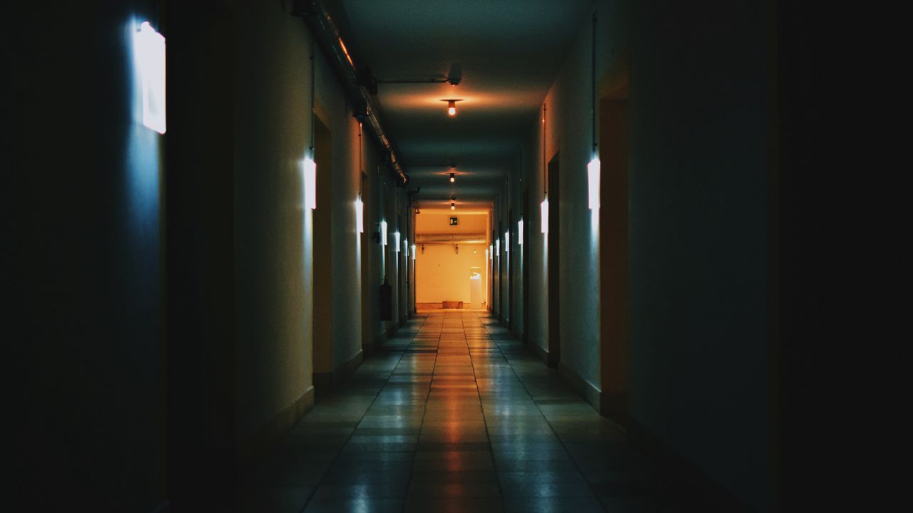 Wallpaper corridor, dark, building, lighting