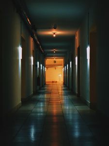 Preview wallpaper corridor, dark, building, lighting