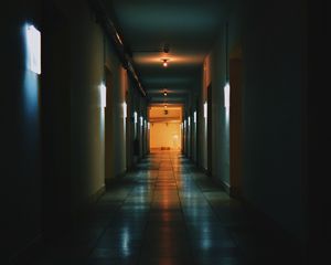 Preview wallpaper corridor, dark, building, lighting