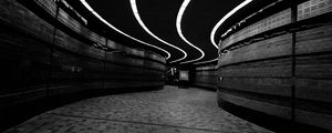 Preview wallpaper corridor, dark, bw, winding, lighting