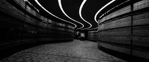 Preview wallpaper corridor, dark, bw, winding, lighting