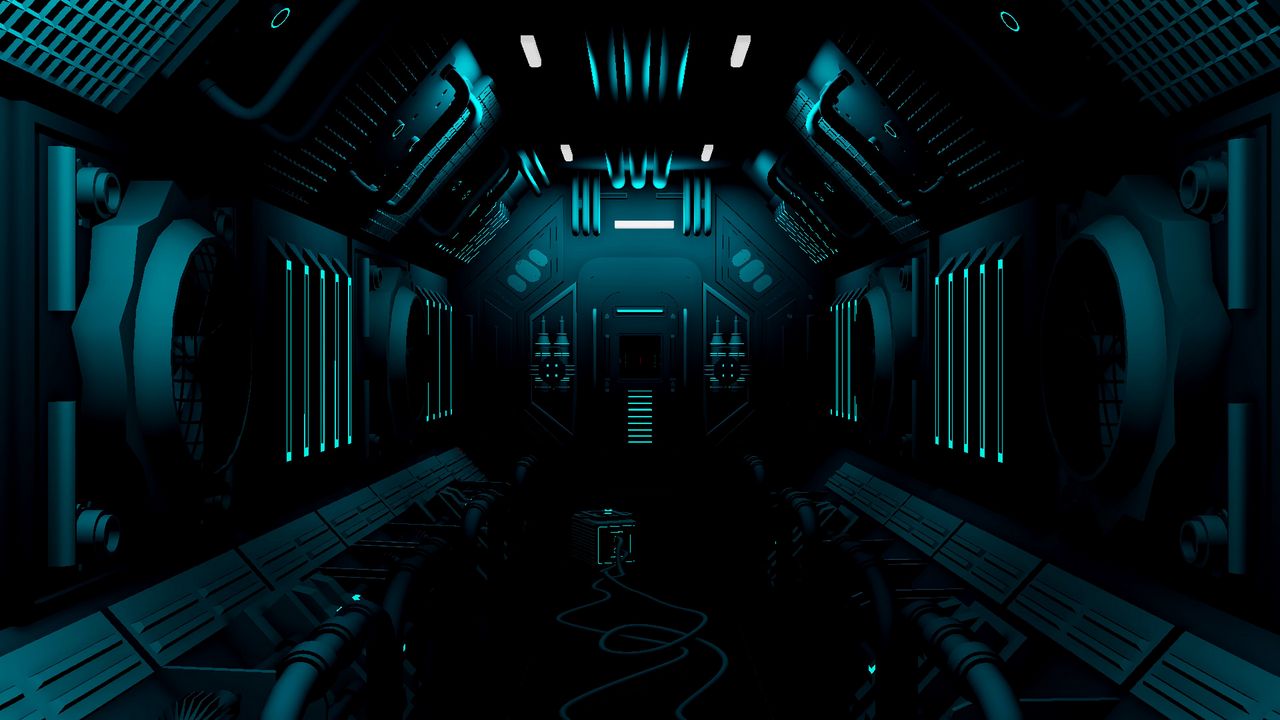 Wallpaper corridor, dark, station, sci-fi, art