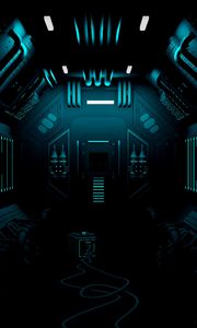 Preview wallpaper corridor, dark, station, sci-fi, art