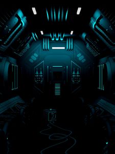 Preview wallpaper corridor, dark, station, sci-fi, art