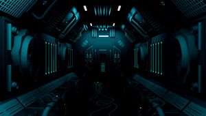 Preview wallpaper corridor, dark, station, sci-fi, art