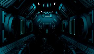 Preview wallpaper corridor, dark, station, sci-fi, art