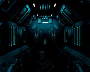 Preview wallpaper corridor, dark, station, sci-fi, art