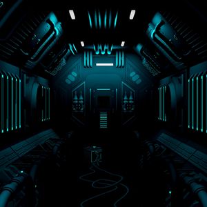 Preview wallpaper corridor, dark, station, sci-fi, art