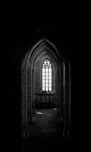 Preview wallpaper corridor, dark, window, arch, architecture