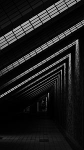 Preview wallpaper corridor, door, bw, architecture, building, dark