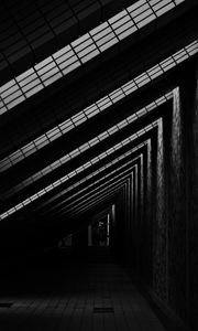 Preview wallpaper corridor, door, bw, architecture, building, dark