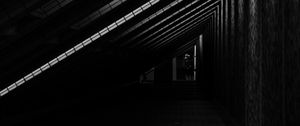 Preview wallpaper corridor, door, bw, architecture, building, dark